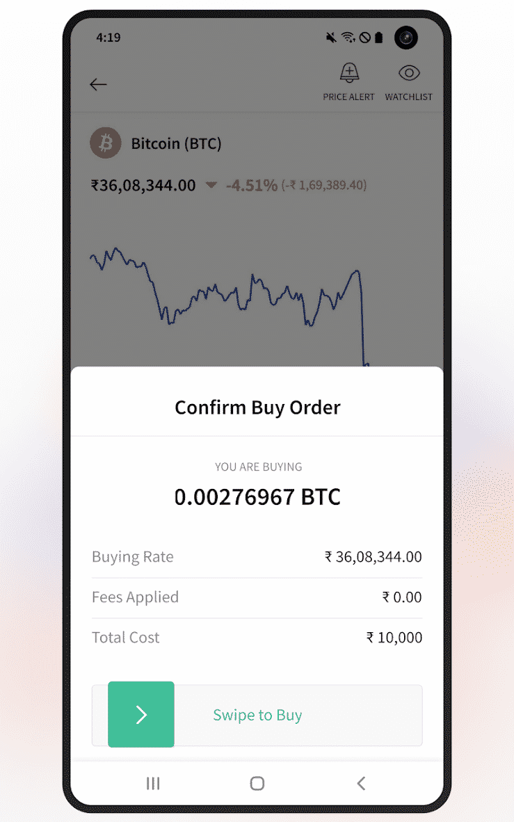 Buying Crypto on the CoinDcx App