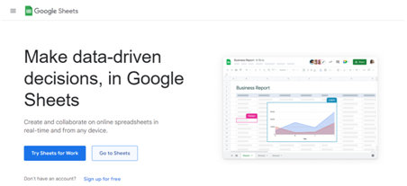 Google Sheets Official Website से गूगल शीट बनायें
